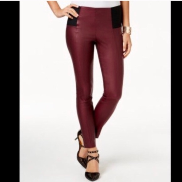 Thalia Sodi Pants - Thalia Sodi Wine Color Coated Leggings